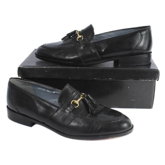 STACY ADAMS Black Leather Horsebit Tassel Loafers Size Men’s 9M - Picture 1 of 7